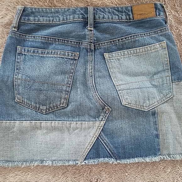 Sexy patchwork denim mini skirt festival farmhouse vintage - Picture 2 of 7